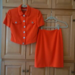 Gianni Versace Couture Orange Skirt Suit S 4